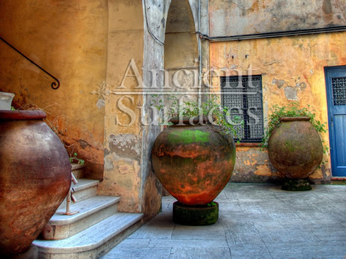 Antique Italian courtyard olive jars 