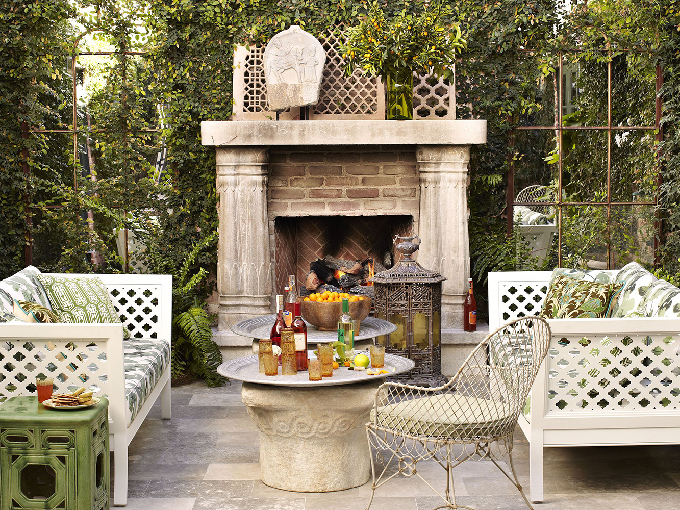A Unique Collection Of Outdoor Patio Antique Stone Fireplace