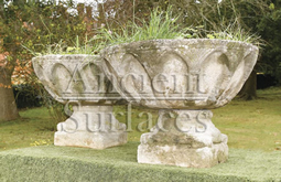 Antique reclaimed English gothic revival stone planters circa 15th Century ideal for planting succulants in.
